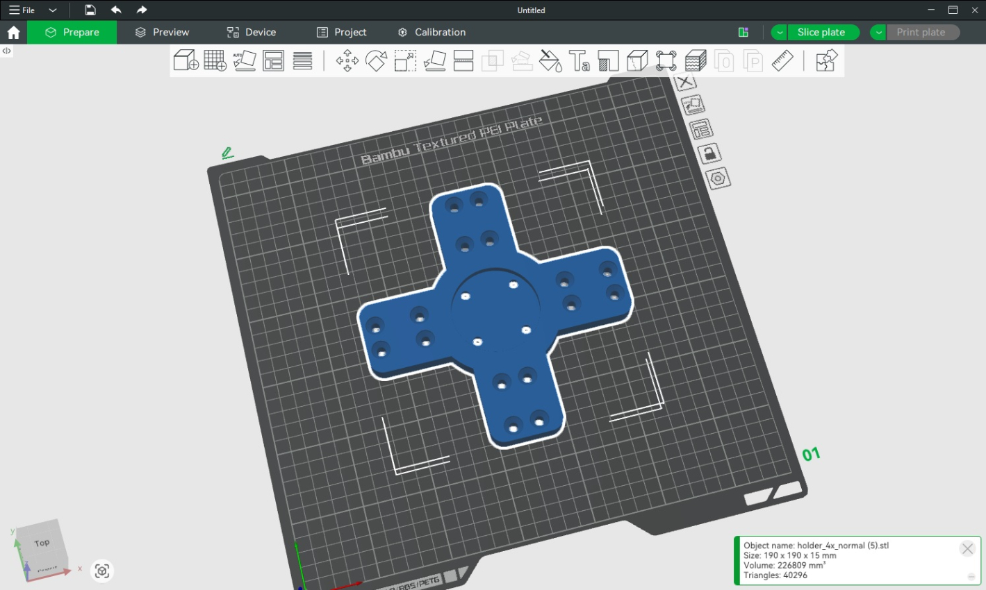 4x holder – top view
